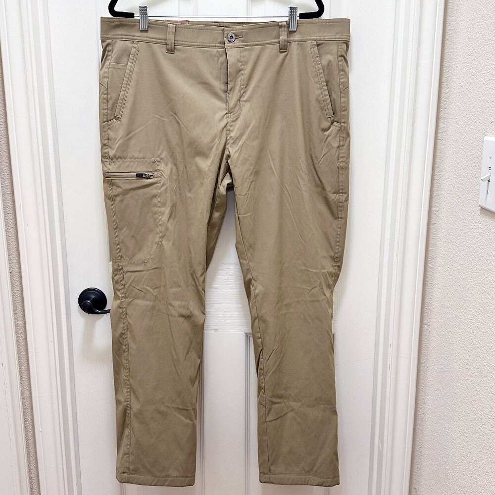 Eddie Bauer Men's Rainier Fleece Lined Pant Size 40X32 Tan Stretch Fit (NEW) - Picture 2 of 16